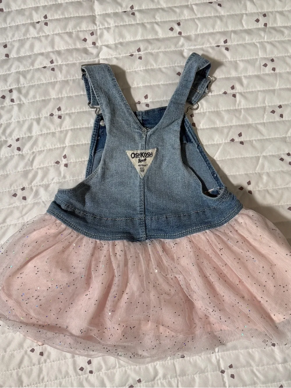 OshKosh B'gosh Denim Unicorn Overall Dress with Pink Tulle Skirt